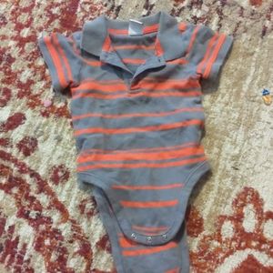 Orange and Grey striped onesie collared